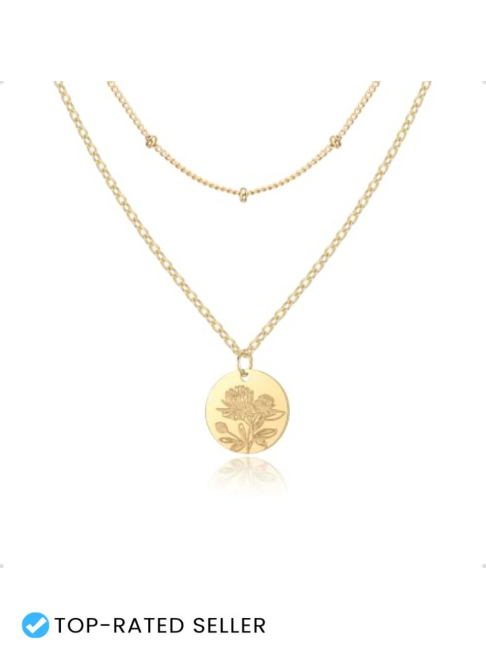 14K Gold Plated Layered Birth Flower Necklace Set
